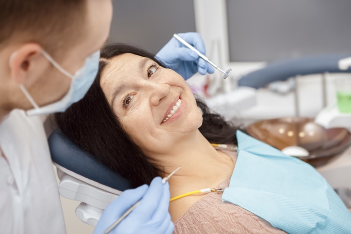 Senior woman visiting dentist